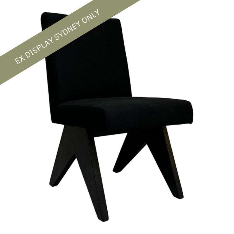 Crawford Black Dining Chair - Black Cotton - OUTLET NSW