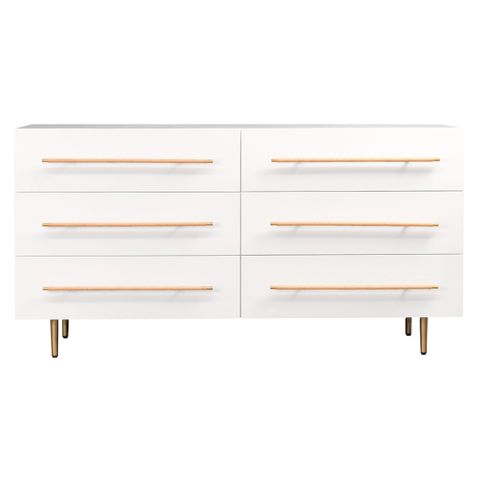 Retreat Oak 6 Drawer Chest - White