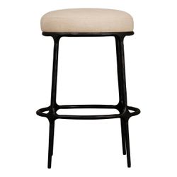 Heston Black Kitchen Stool - Natural Linen