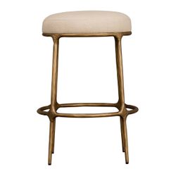 Heston Brass Kitchen Stool - Natural Linen