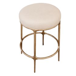 Heston Brass Kitchen Stool - Natural Linen