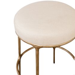 Heston Brass Kitchen Stool - Natural Linen