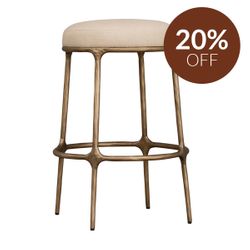 Heston Brass Kitchen Stool - Natural Linen