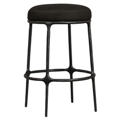 Heston Black Kitchen Stool - Black Linen