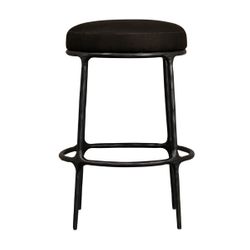 Heston Black Kitchen Stool - Black Linen