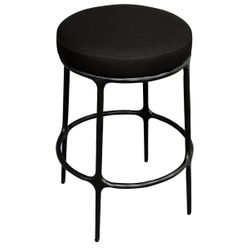 Heston Black Kitchen Stool - Black Linen