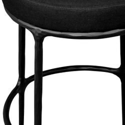 Heston Black Kitchen Stool - Black Linen