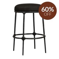 Heston Black Kitchen Stool - Black Linen