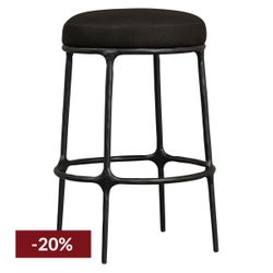 Heston Black Kitchen Stool - Black Linen