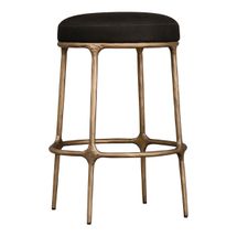 Heston Brass Kitchen Stool - Black Linen