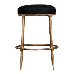 Heston Brass Kitchen Stool - Black Linen