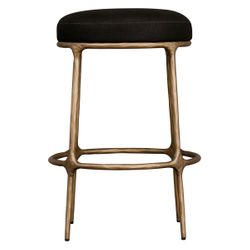 Heston Brass Kitchen Stool - Black Linen