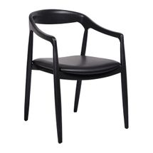 Astrid Ashwood Dining Chair - Black Leather