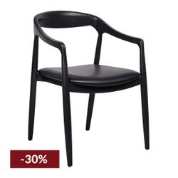 Astrid Ashwood Dining Chair - Black Leather