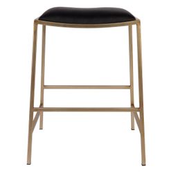 Kai Gold Kitchen Stool - Black Vegan Leather