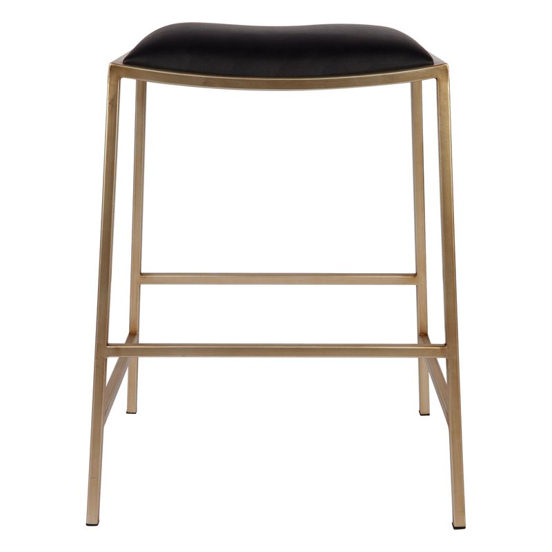 Kai Gold Kitchen Stool - Black Vegan Leather