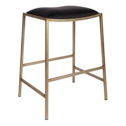 Kai Gold Kitchen Stool - Black Vegan Leather