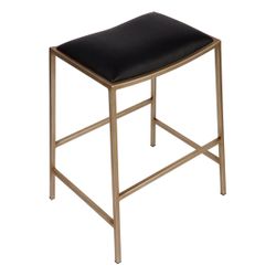 Kai Gold Kitchen Stool - Black Vegan Leather