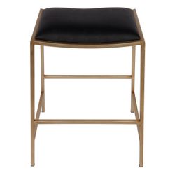 Kai Gold Kitchen Stool - Black Vegan Leather