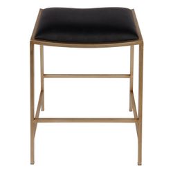 Kai Gold Kitchen Stool - Black Vegan Leather