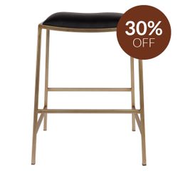 Kai Gold Kitchen Stool - Black Vegan Leather