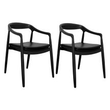 Astrid Ashwood Dining Chair Set - Black w Black Leather