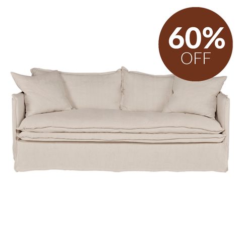 Palm Beach 3 Seater Slip Cover Sofa - Natural Linen