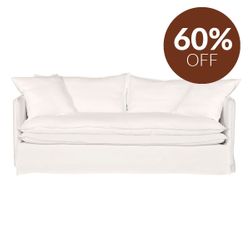 Palm Beach 3 Seater Slip Cover Sofa - White Linen