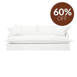 Hayman 3 Seater Slip Cover Sofa - White Linen