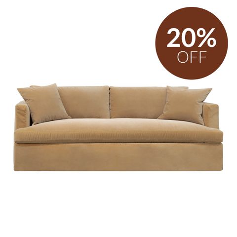 Birkshire 3 Seater Slip Cover Sofa - Ochre Velvet