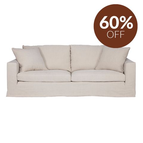 Bungalow 3 Seater Slip Cover Sofa - Natural Linen