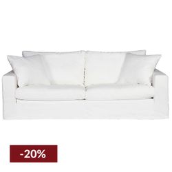 Bungalow 3 Seater Slip Cover Sofa - White Cotton