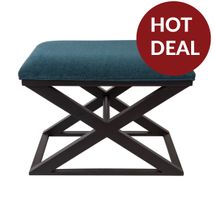 Spencer Black Timber Stool - Teal Chenille - OUTLET NSW