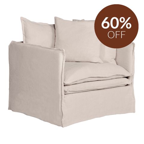 Palm Beach Slip Cover Arm Chair - Natural Linen