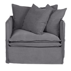 Palm Beach Slip Cover Arm Chair - Slate Grey Linen