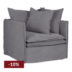 Palm Beach Slip Cover Arm Chair - Slate Grey Linen