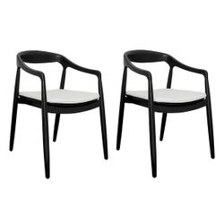 Astrid Ashwood Dining Chair Set of 2 - Black w White Linen