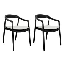 Astrid Ashwood Dining Chair Set - Black w White Linen