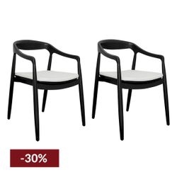 Astrid Ashwood Dining Chair Set of 2 - Black w White Linen