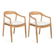 Astrid Ashwood Dining Chair Set - Natural w White Linen