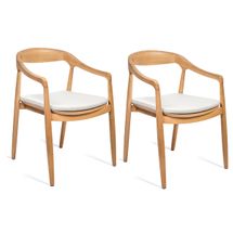 Astrid Ashwood Dining Chair Set of 2- Natural w White Linen