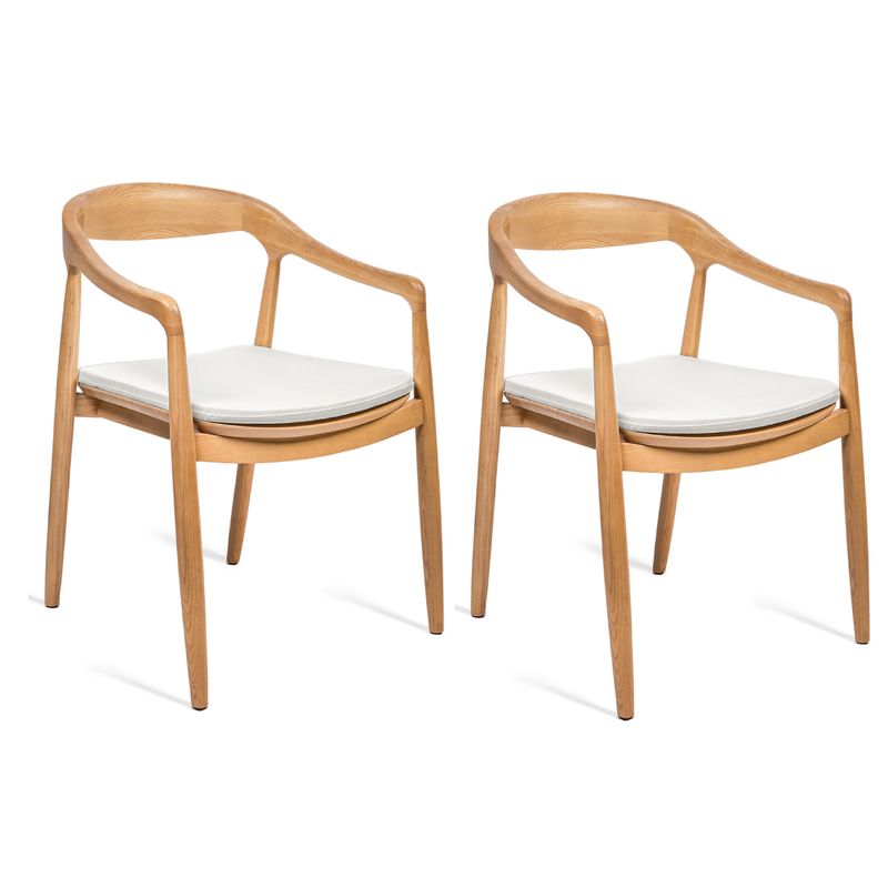 Astrid Ashwood Dining Chair Set of 2- Natural w White Linen