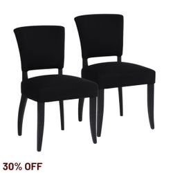 Noah Dining Chair Set of 2 - Black Cotton