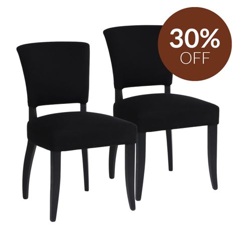 Noah Dining Chair Set of 2 - Black Cotton