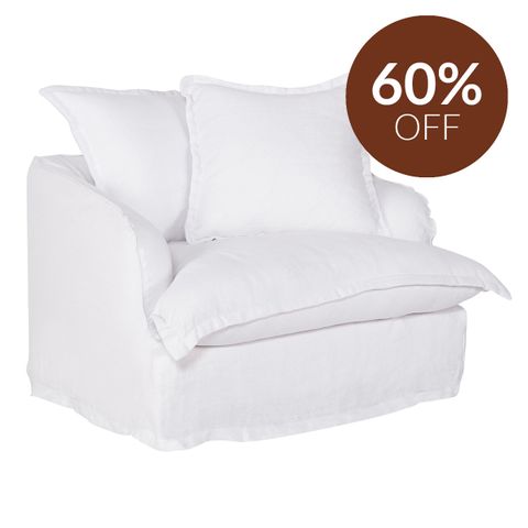 Hayman Slip Cover Arm Chair - White Linen