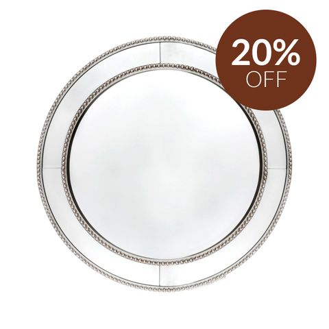 Zeta Wall Mirror - Round Antique Silver