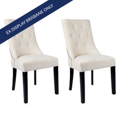 London Dining Chair Set of 2  - Natural Linen - OUTLET QLD