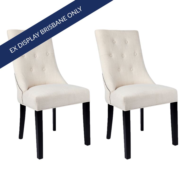 London Dining Chair Set of 2  - Natural Linen - OUTLET QLD