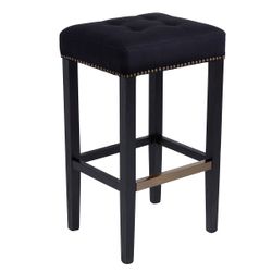 Canyon Black Bar Stool - Black Cotton