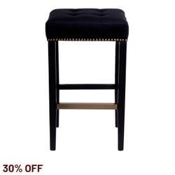 Canyon Black Bar Stool - Black Cotton